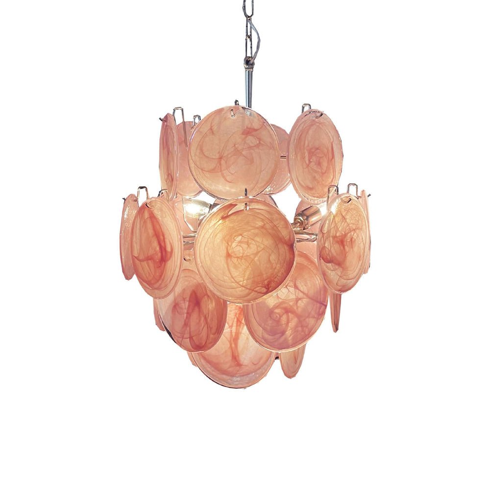Aurora Lustre en Verre de Murano Rose Vintage
