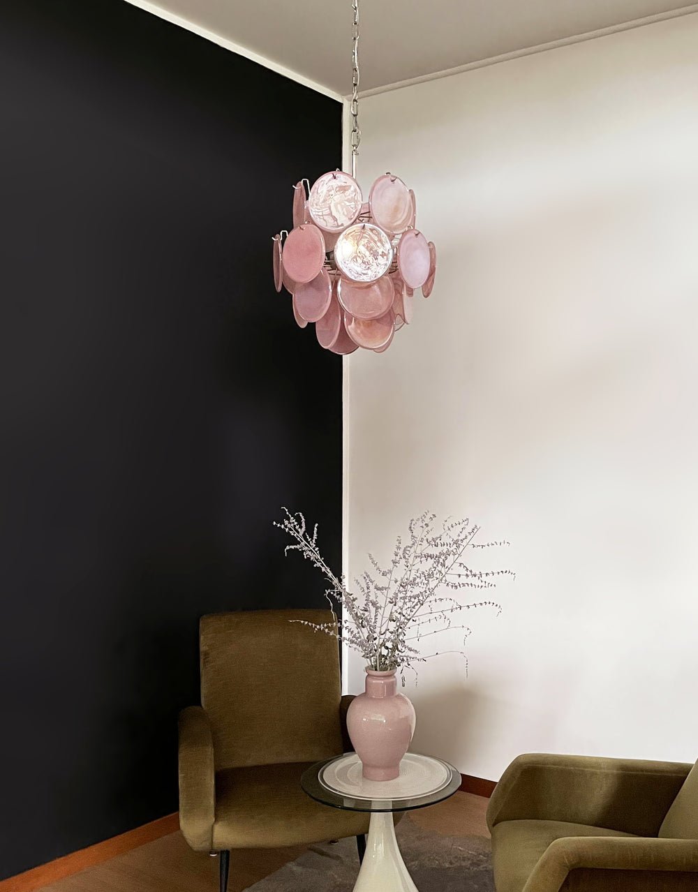 Aurora Lustre en Verre de Murano Rose Vintage