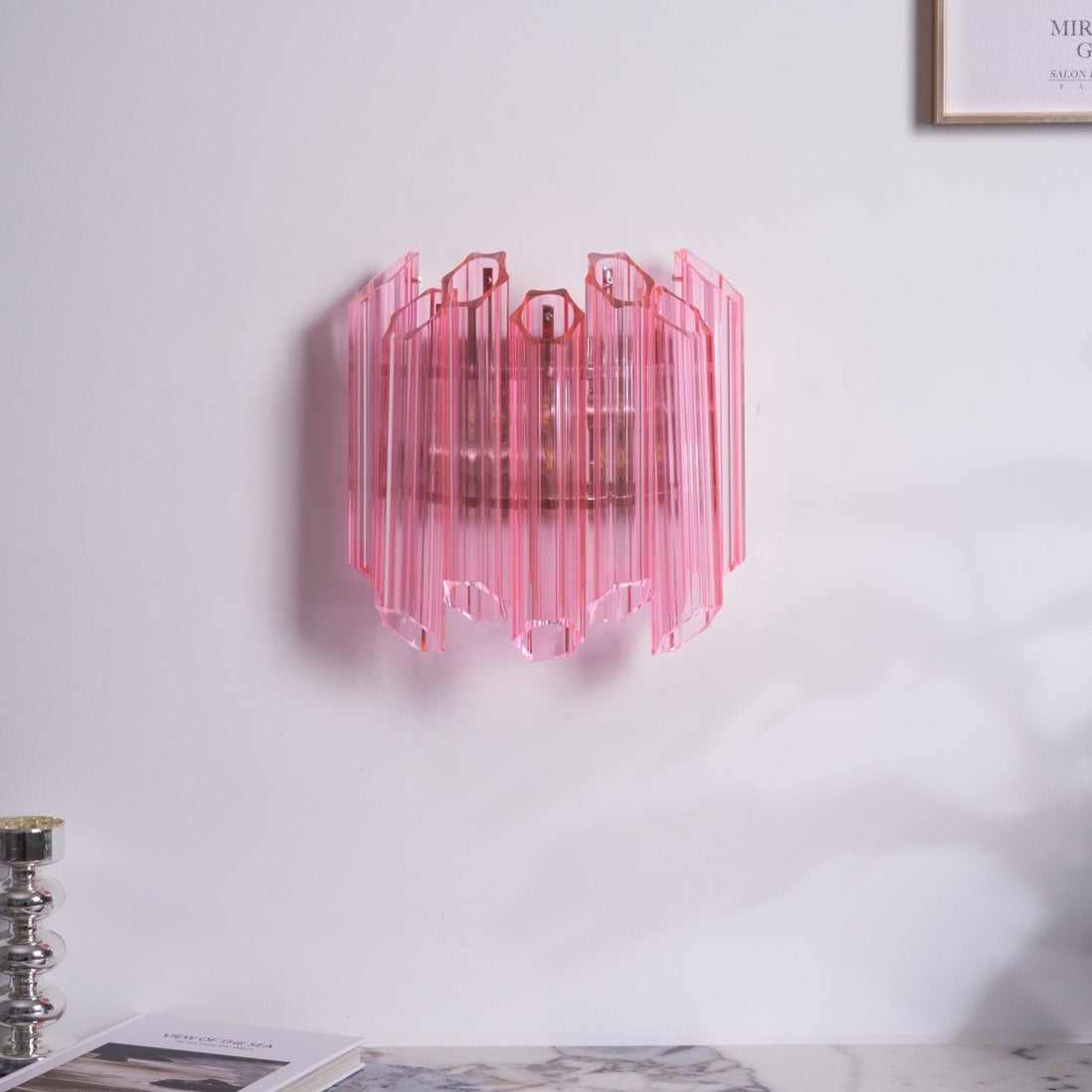 Aurora Applique Murale Tube en Verre Murano Rose
