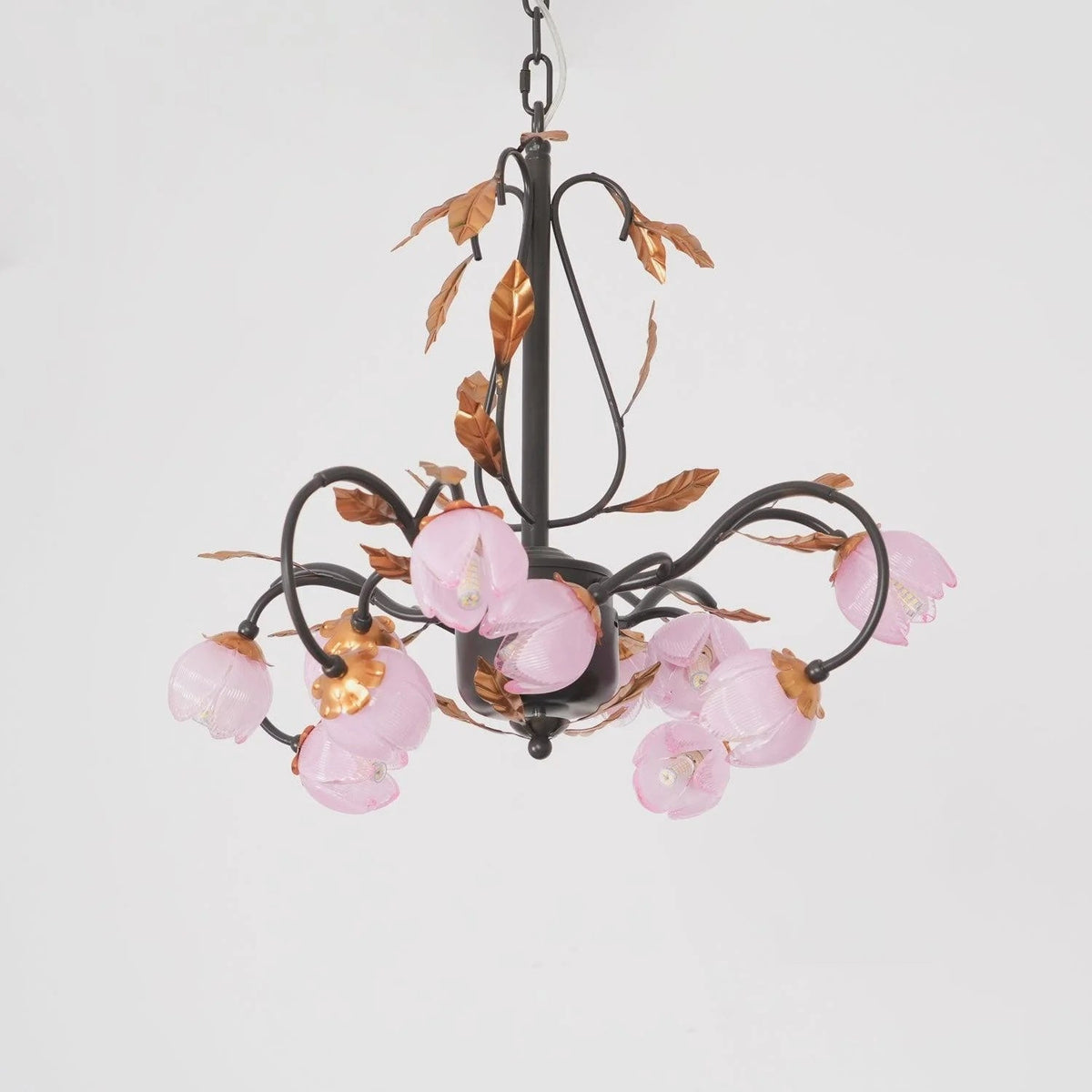 Avelora Lustre Vintage Industriel en Verre Rose