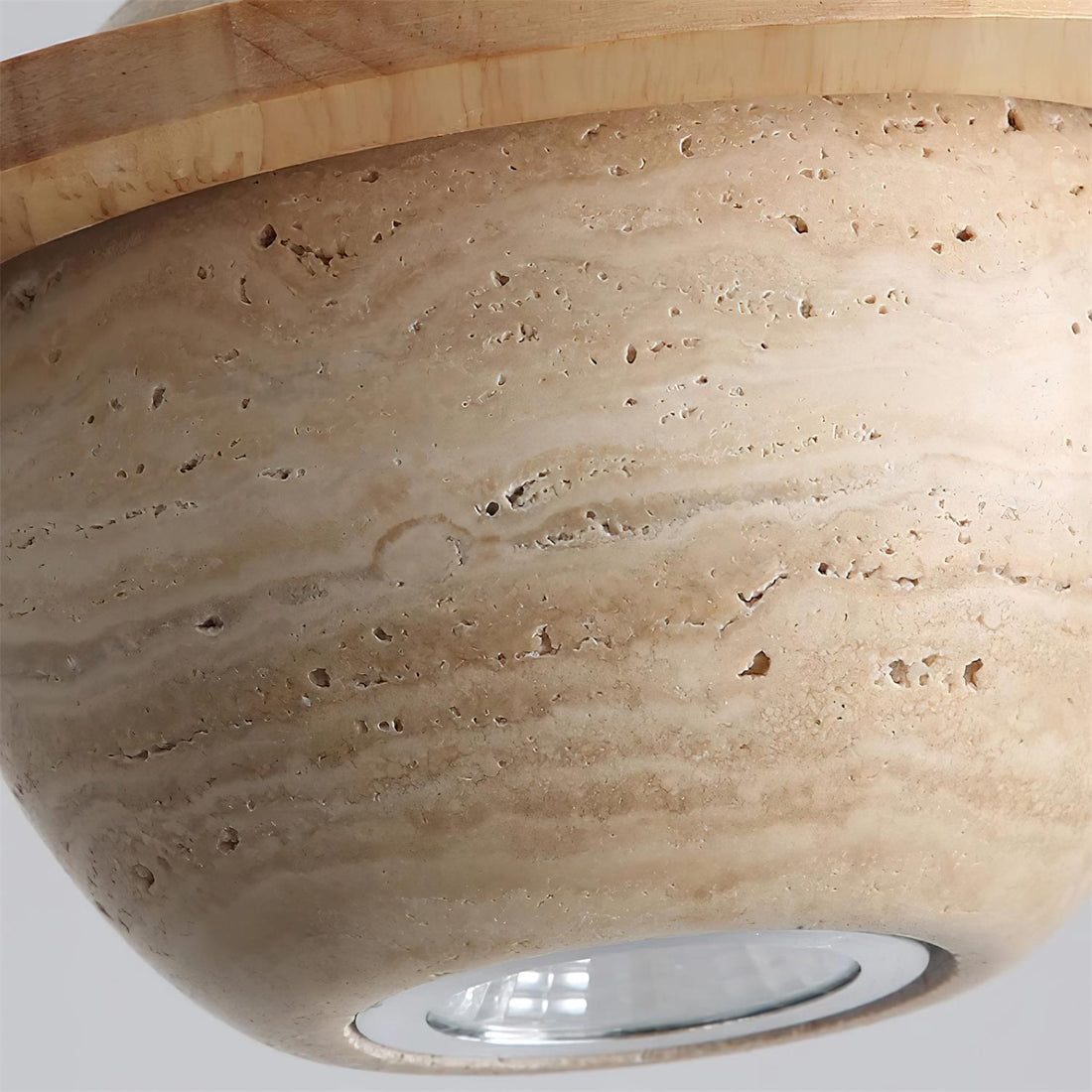 Lampe Suspension Planète Travertin Bois de Noyer Minimaliste