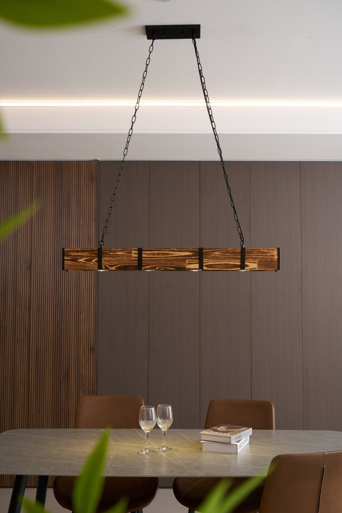 Lustra Lustre Pleva Bois Naturel Linéaire