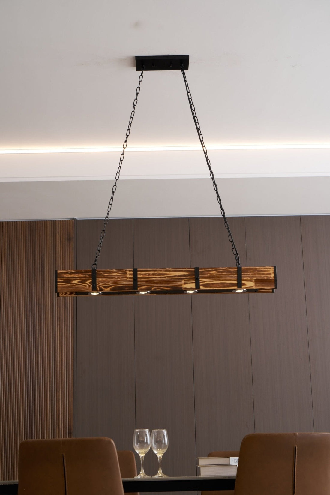 Lustra Lustre Pleva Bois Naturel Linéaire