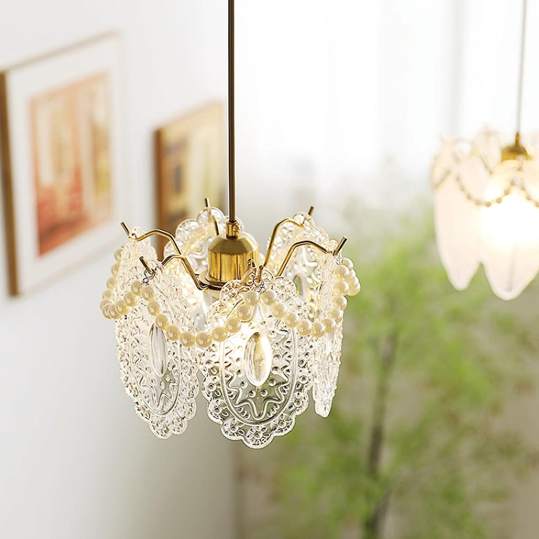 Elysia Lampe Suspension Abat-jour en Verre