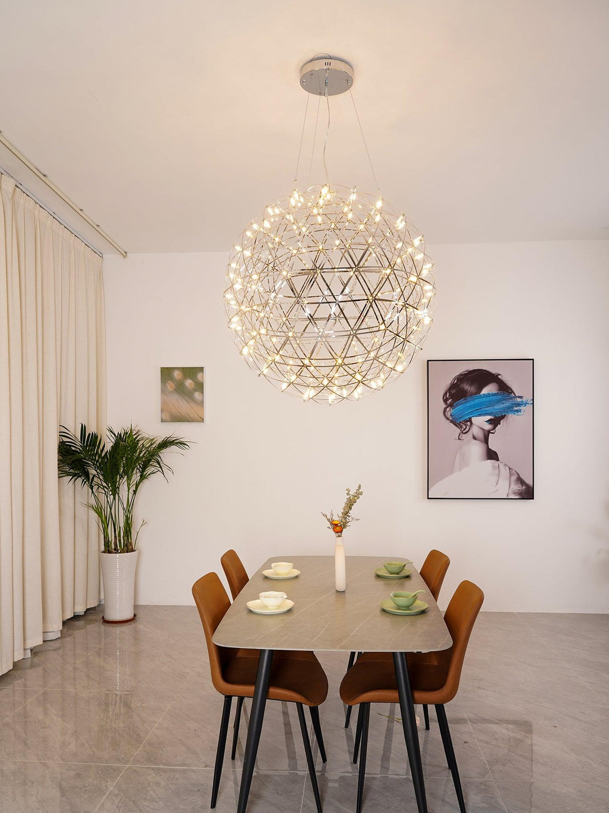 Ivthayra Suspension Boule Dorée de Luxe Postmoderne