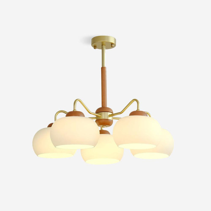 Raito Lustre Dôme en Verre Bois Laiton