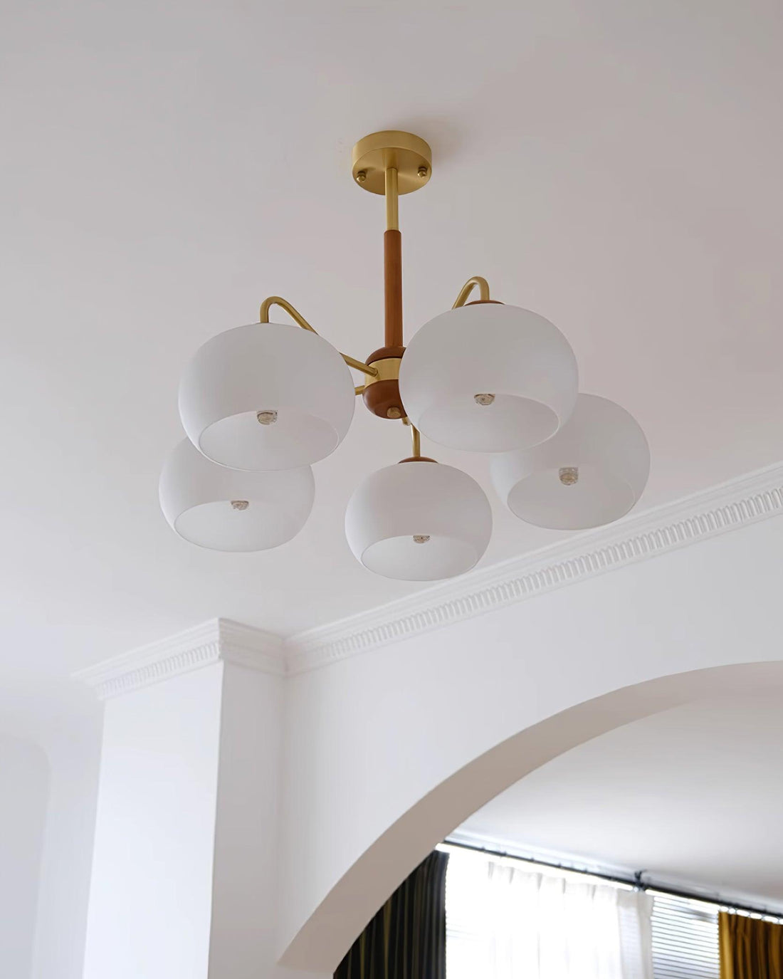 Raito Lustre Dôme en Verre Bois Laiton
