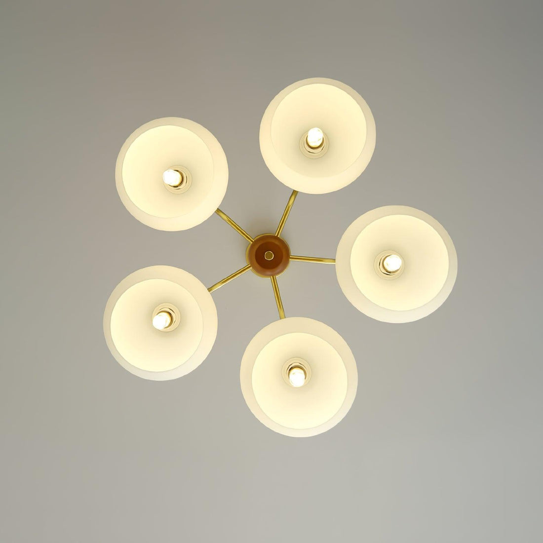 Raito Lustre Dôme en Verre Bois Laiton