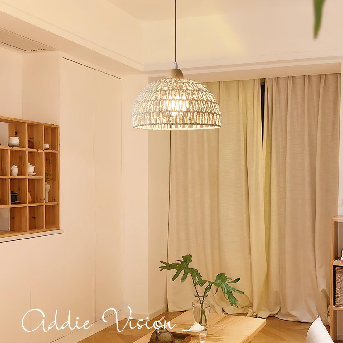 Calyran Suspension en Rotin et Bois