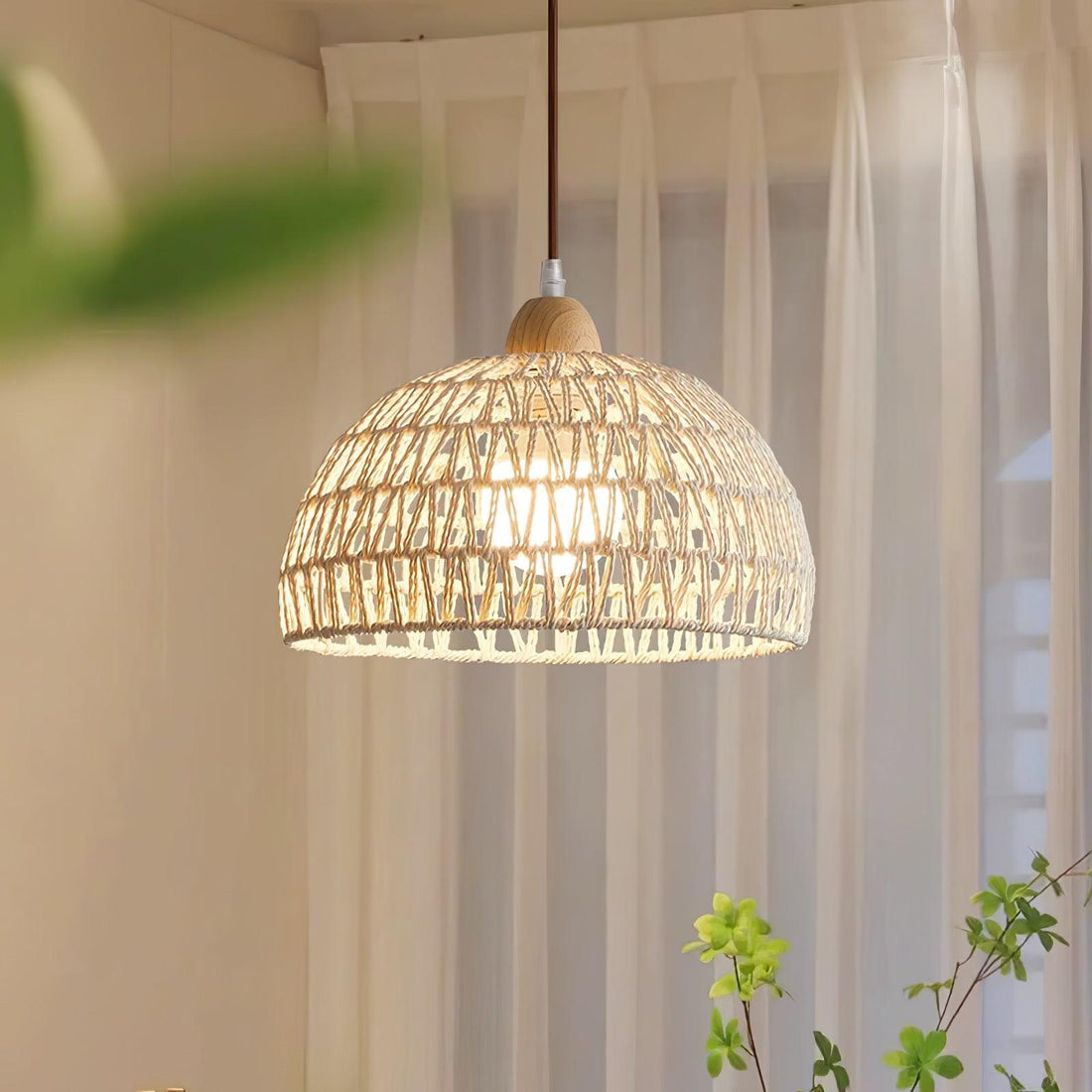 Calyran Suspension en Rotin et Bois