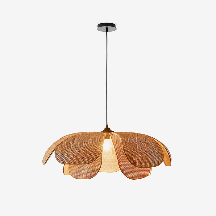 Eloria Lustra Lampe Suspendue Rattan Forme Pétale Élégante