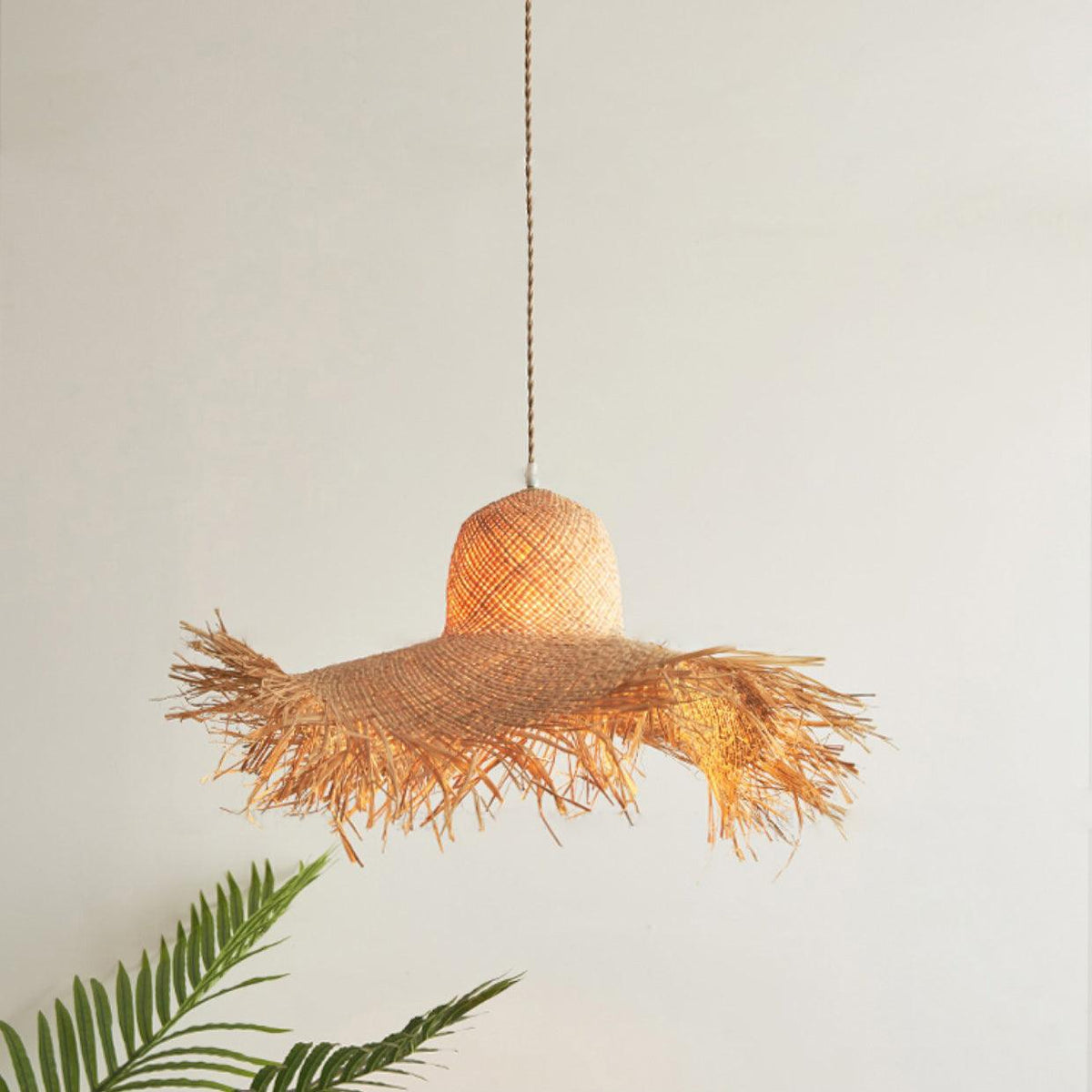 Zephyran Rotin Vintage Pendentif Lumière