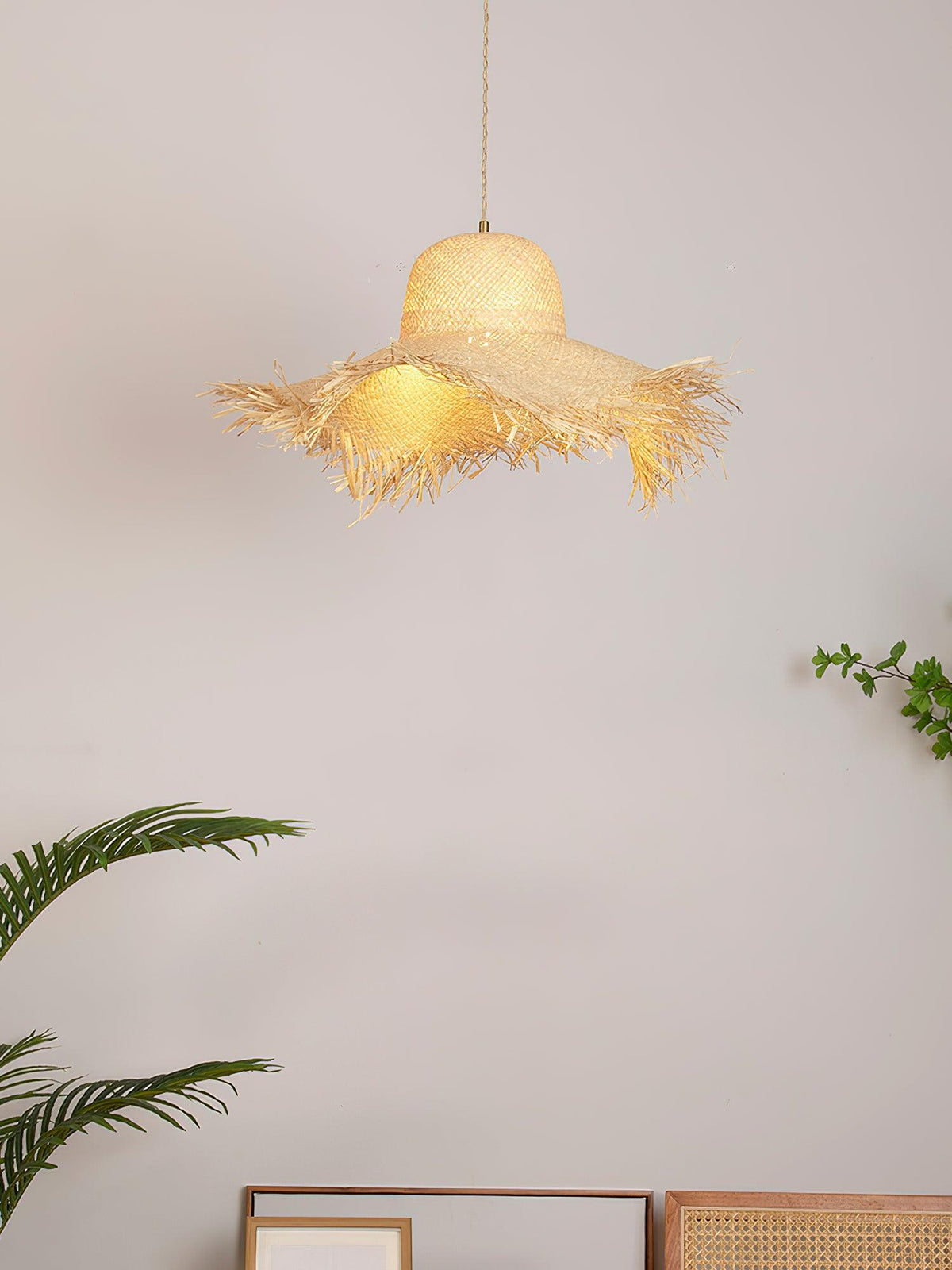 Zephyran Rotin Vintage Pendentif Lumière