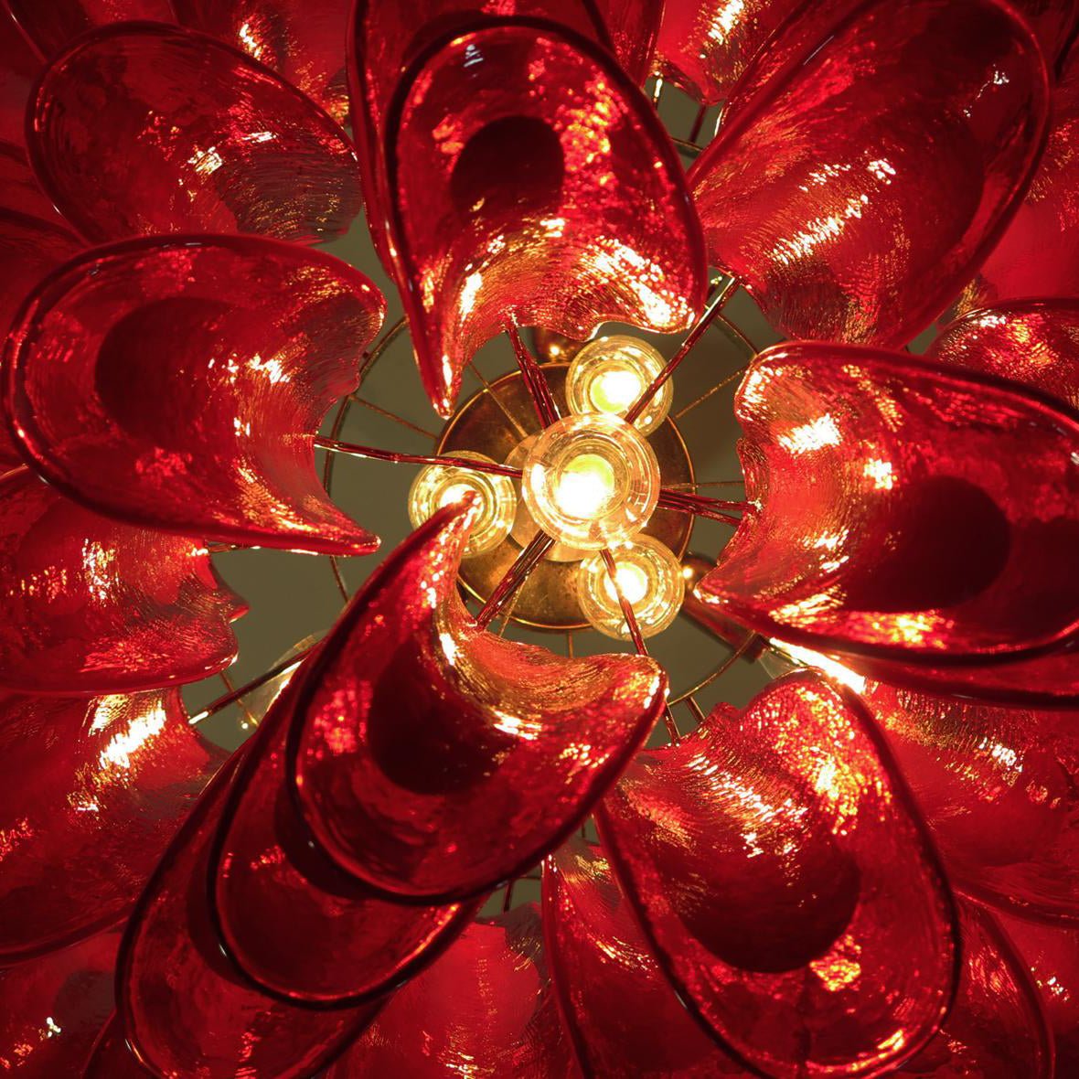 Aurora Lustre Pétales en Verre de Murano Rouge