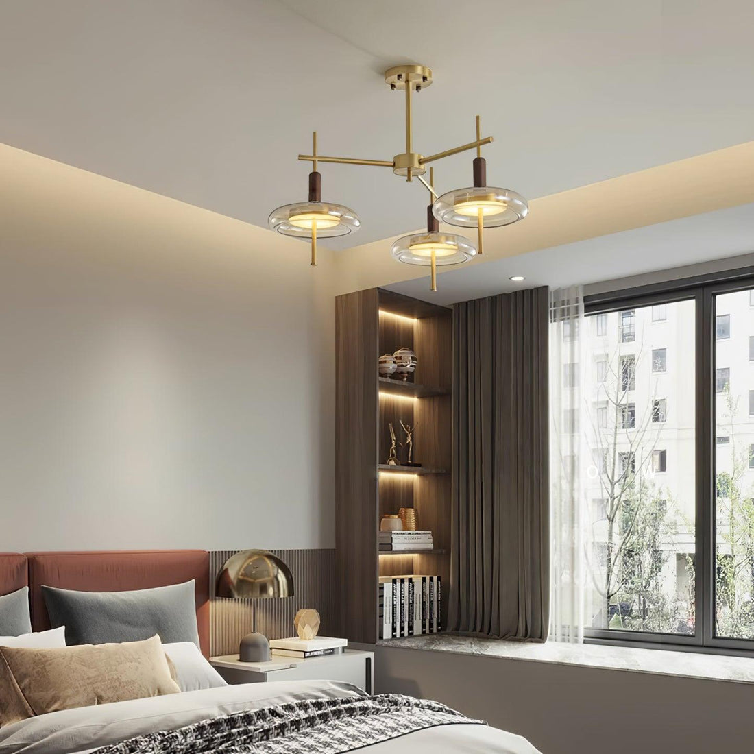 Redondo Lustre Laiton Verre LED