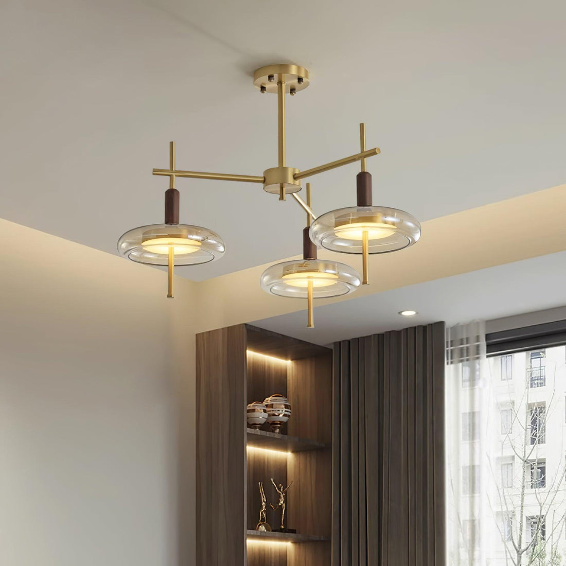 Redondo Lustre Laiton Verre LED