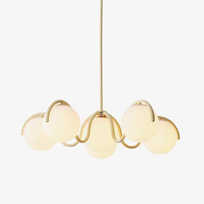 Lustra Lustre en Verre Blanc avec Globes et Cadre Courbé