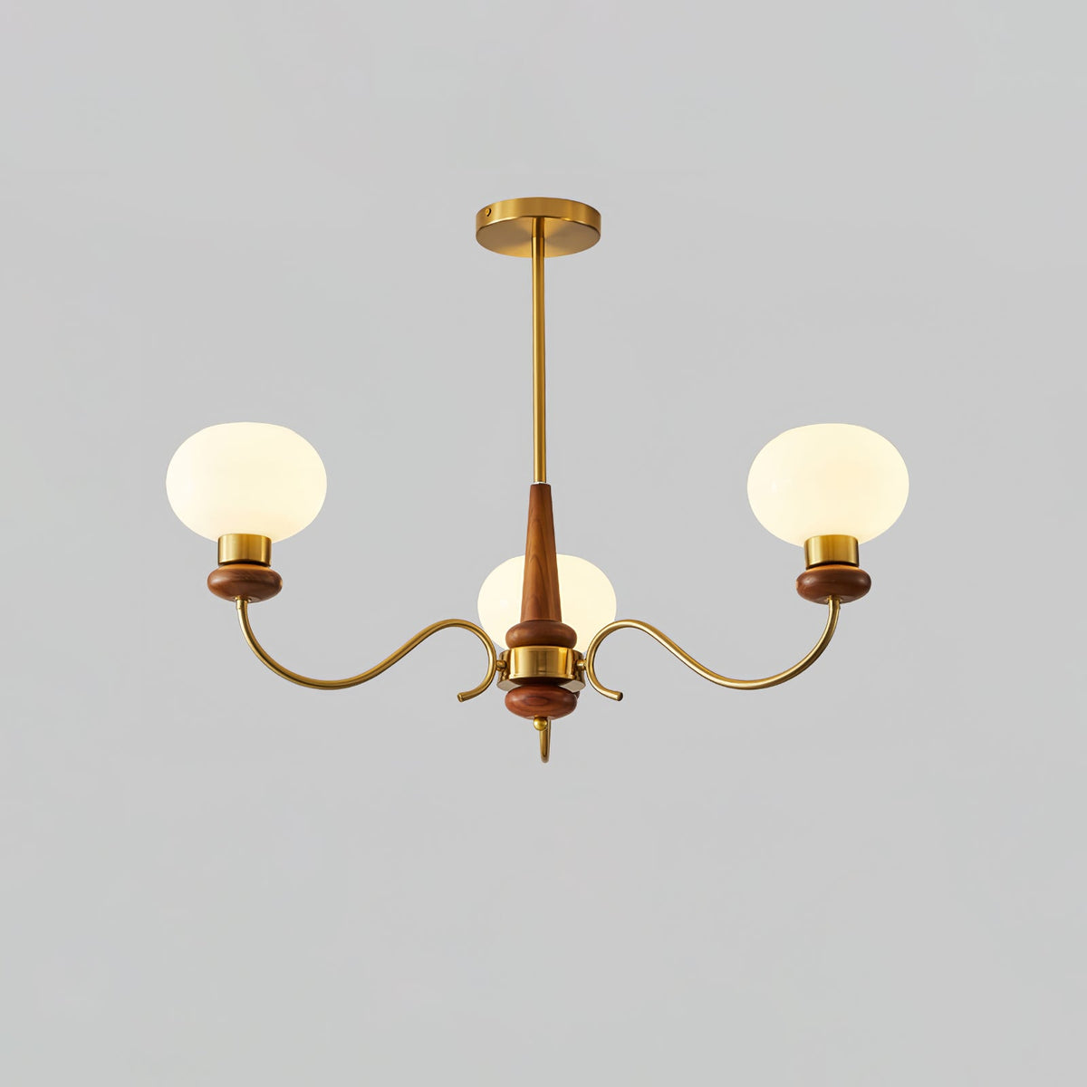 Luma Lustre Lustra Laiton Bois Globe Classique