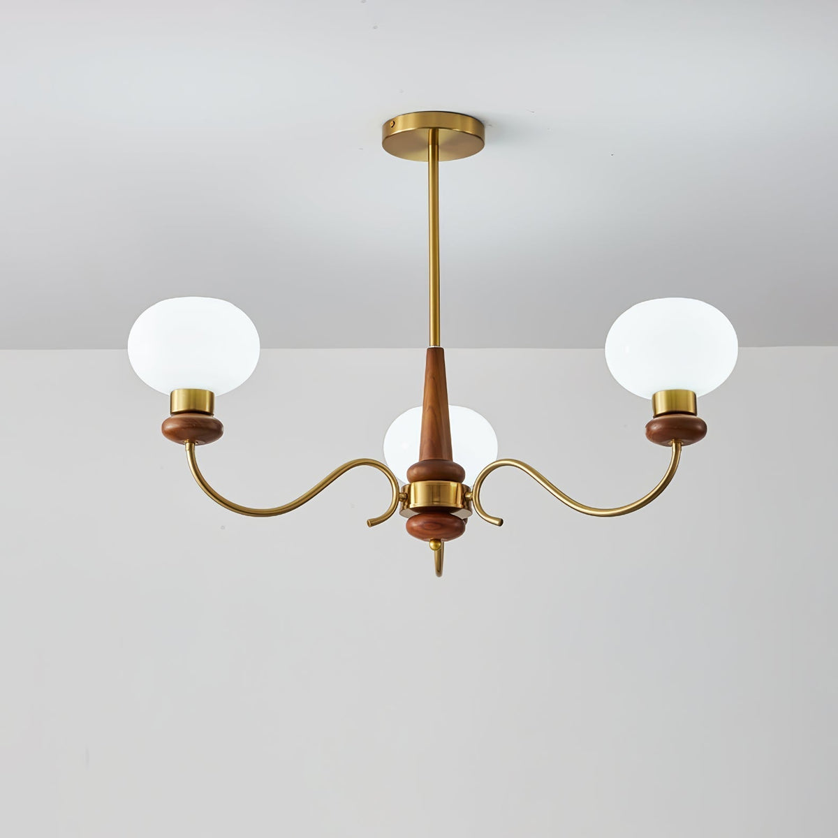 Luma Lustre Lustra Laiton Bois Globe Classique
