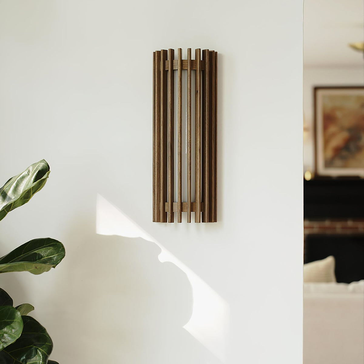 Veyno Lampe murale à lattes en bois