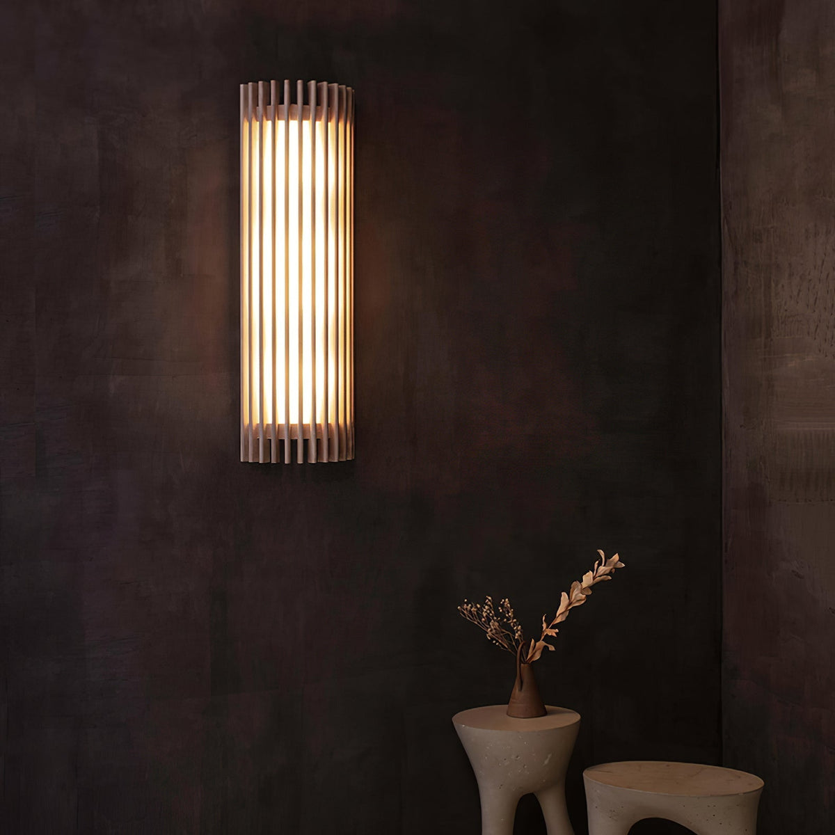 Veyno Lampe murale à lattes en bois