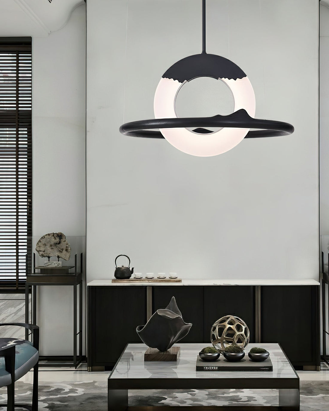 Mytalan Circulaire Acrylique Bois Pendentif Lumière