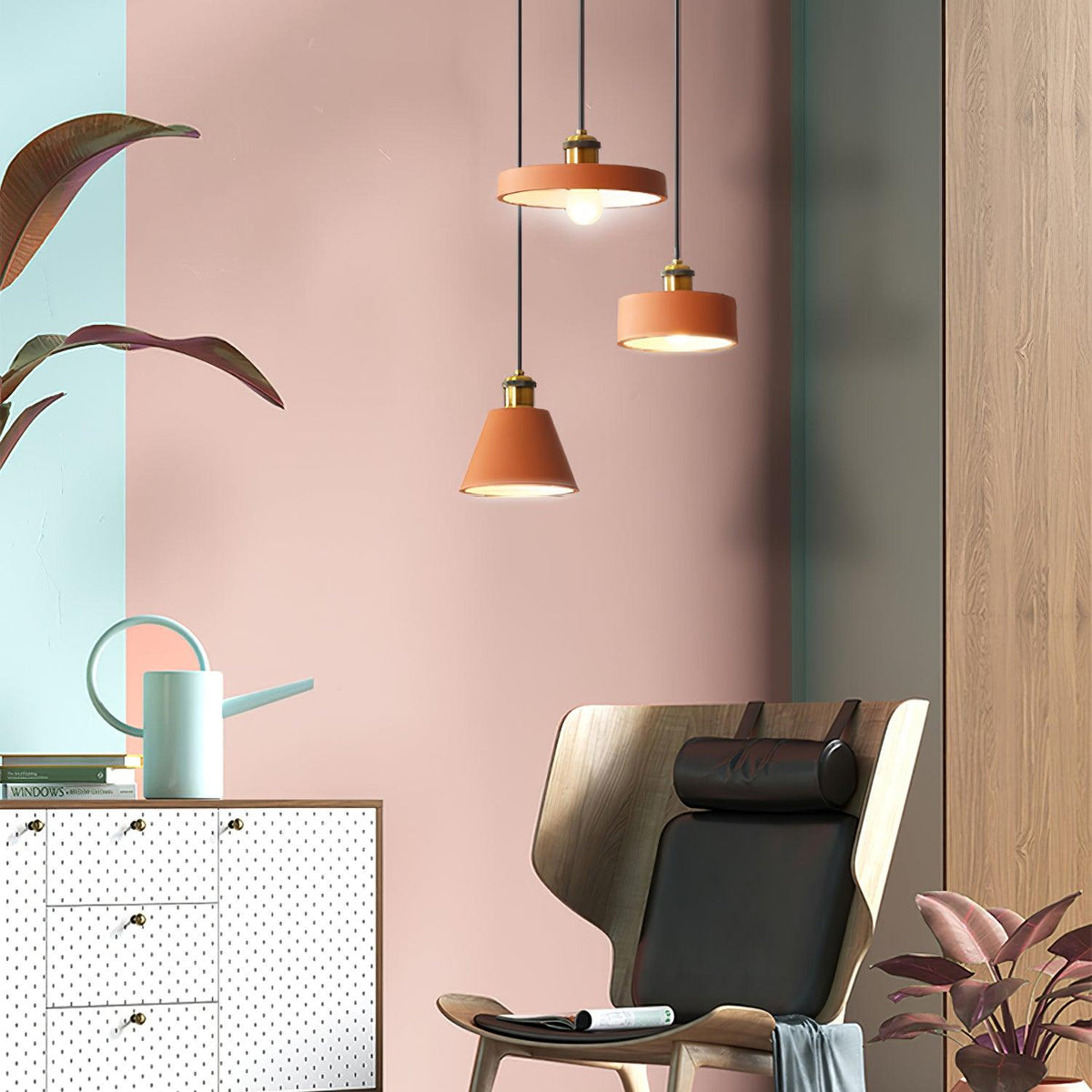 Trio Lampe Suspendue Industrielle en Résine