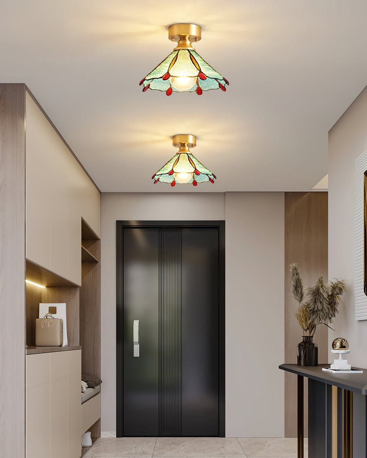Prisman Plafonnier en vitrail style Tiffany Civelle