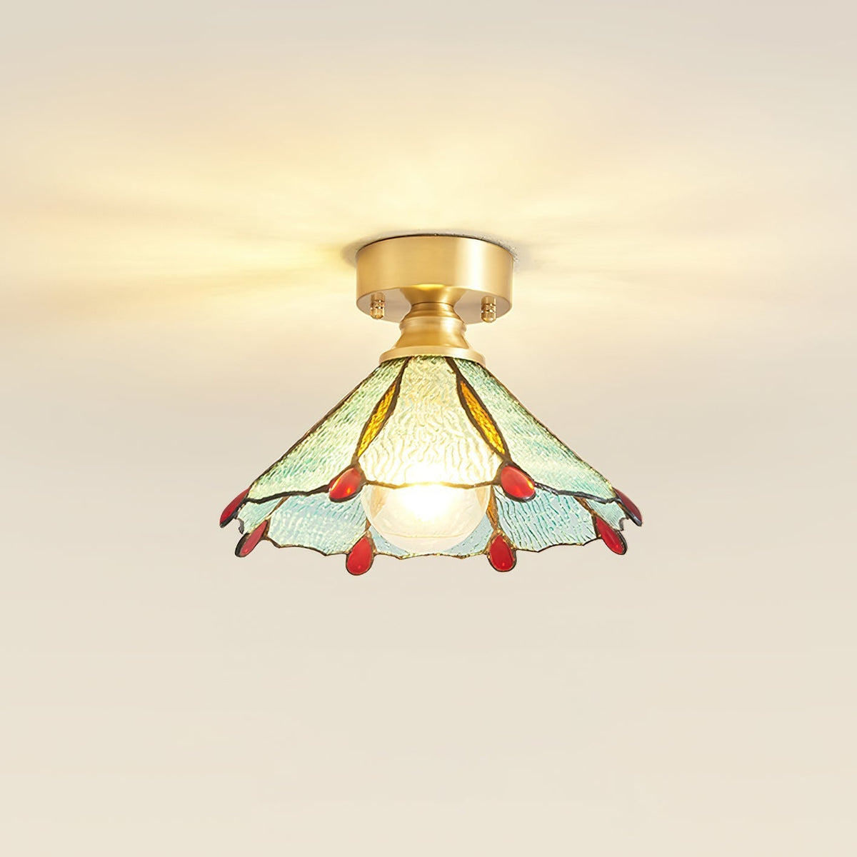Prisman Plafonnier en vitrail style Tiffany Civelle