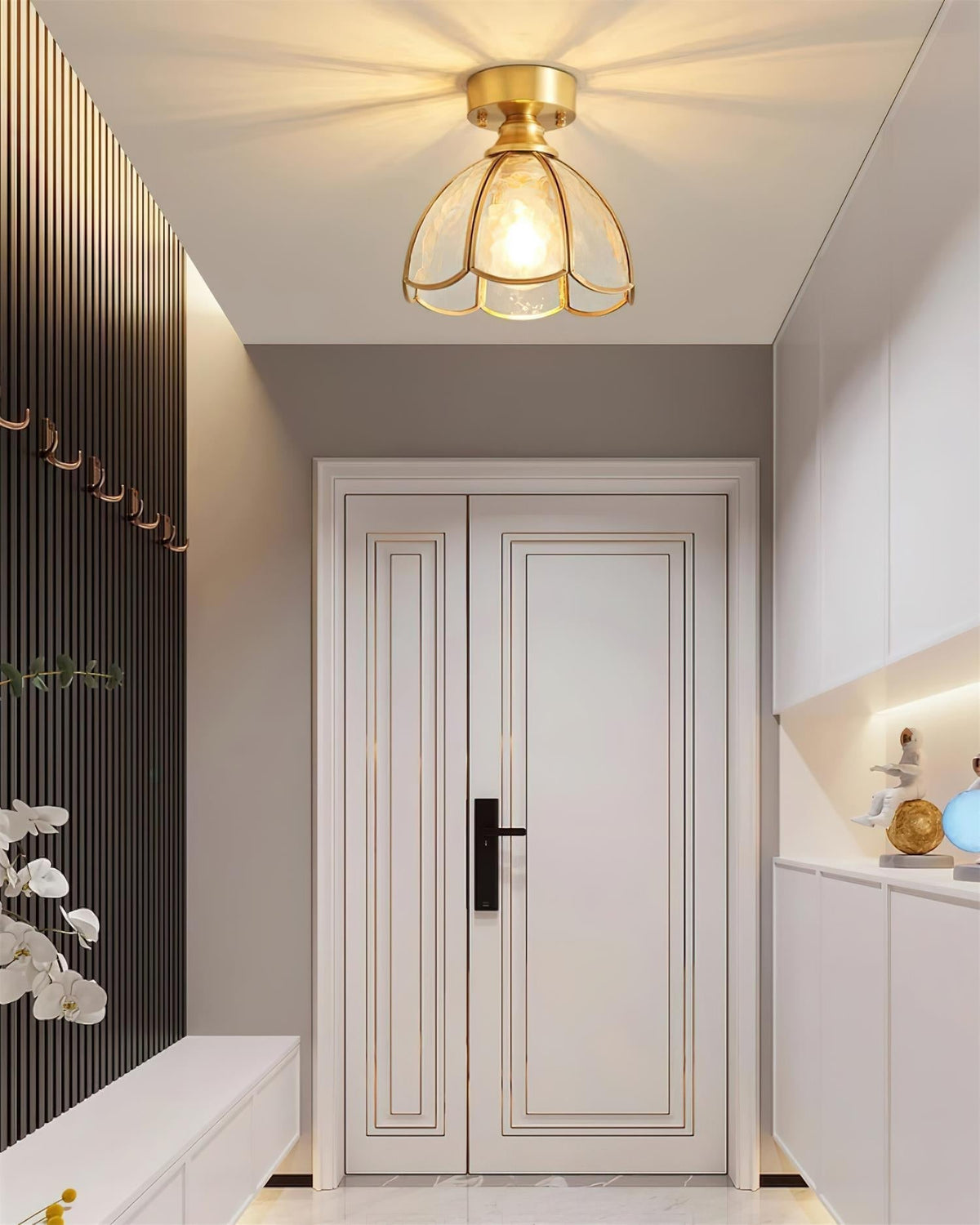 Prisman Plafonnier en vitrail style Tiffany Civelle