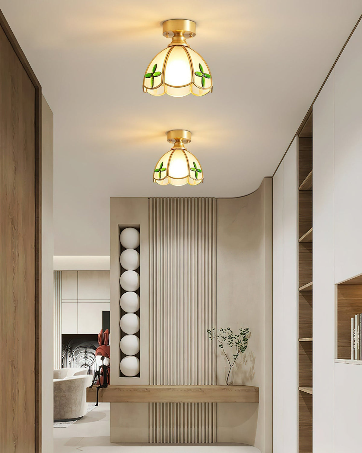 Prisman Plafonnier en vitrail style Tiffany Civelle