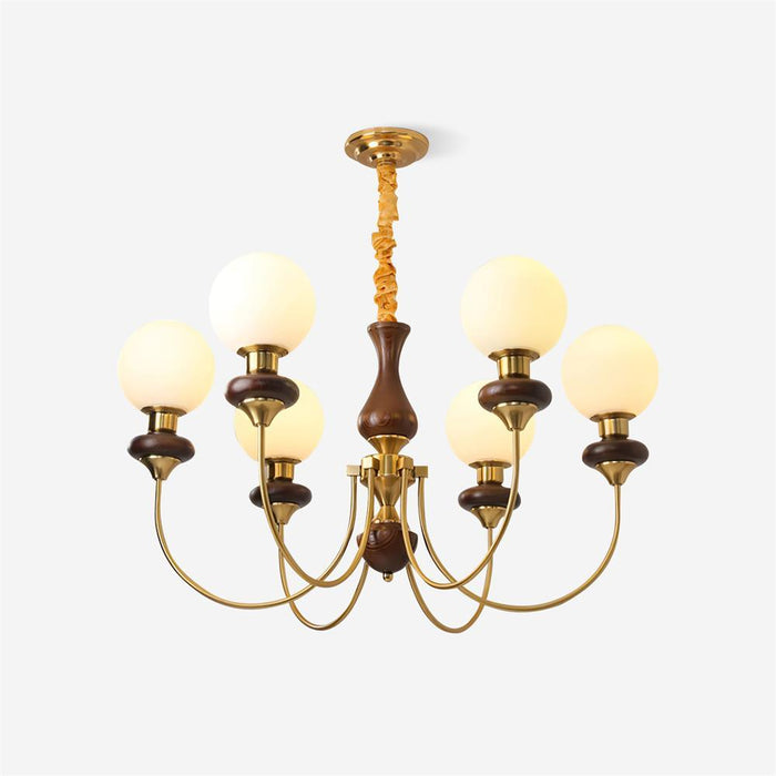 Lustra Lustre Laiton Bras Courbés Noyer Vintage Élégant