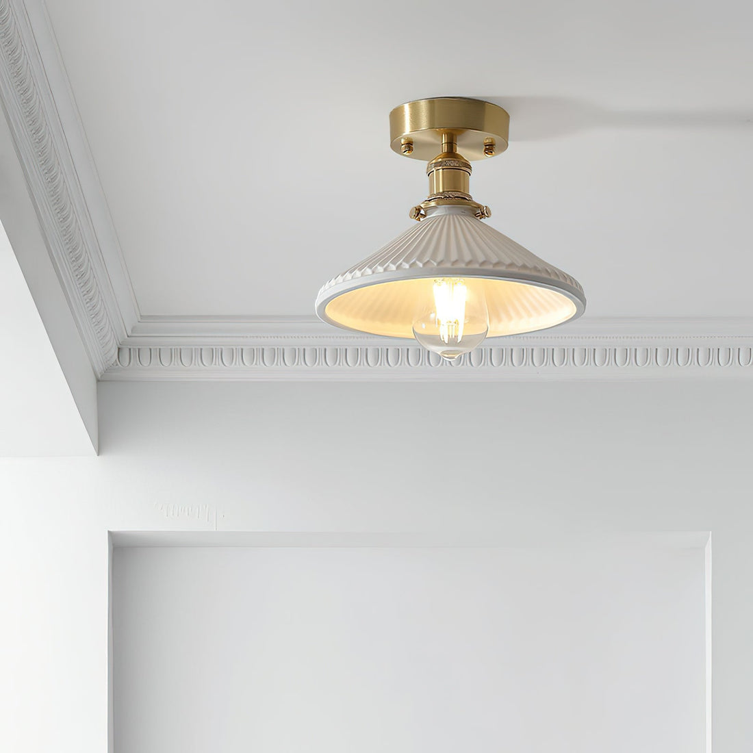 Belmont Plafonnier Vintage Laiton Céramique