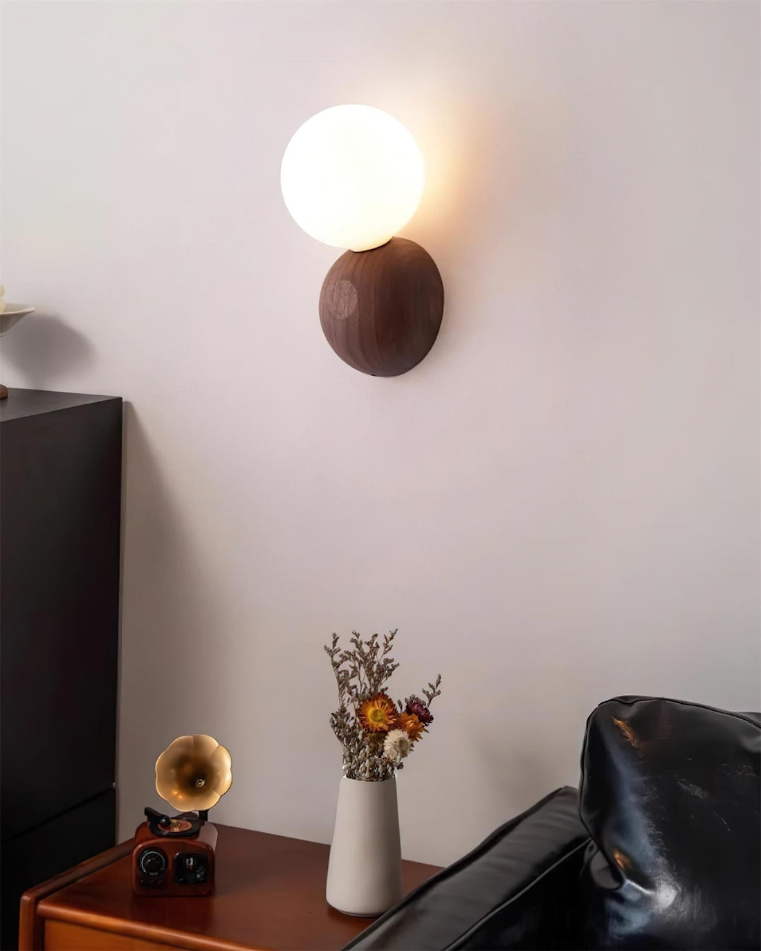 Ringo Applique Murale Bois Verre Opale Minimaliste