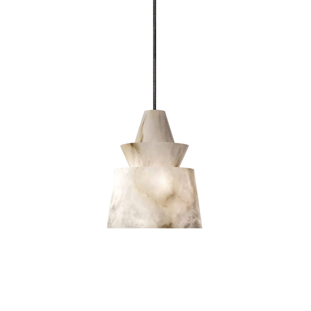 Ezion Lampe Suspension Superposée en Albâtre Blanc