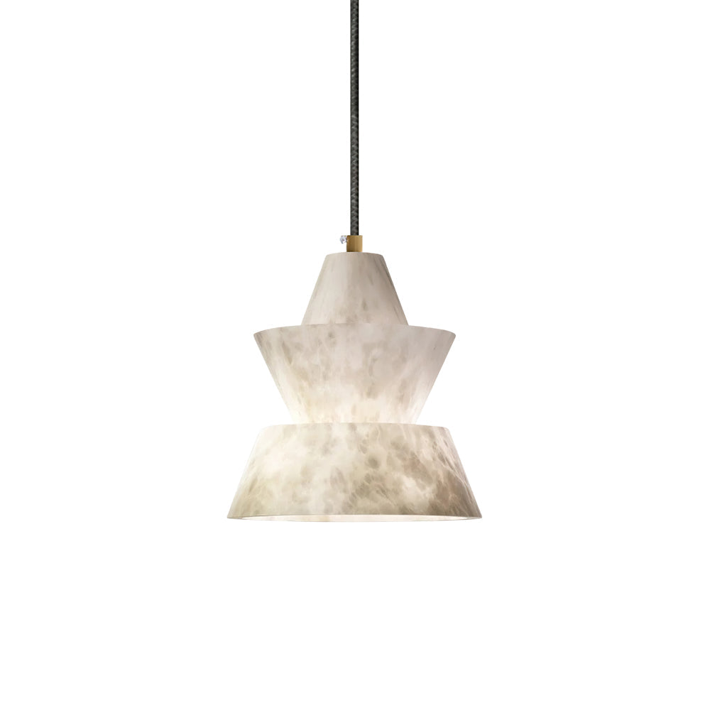Ezion Lampe Suspension Superposée en Albâtre Blanc