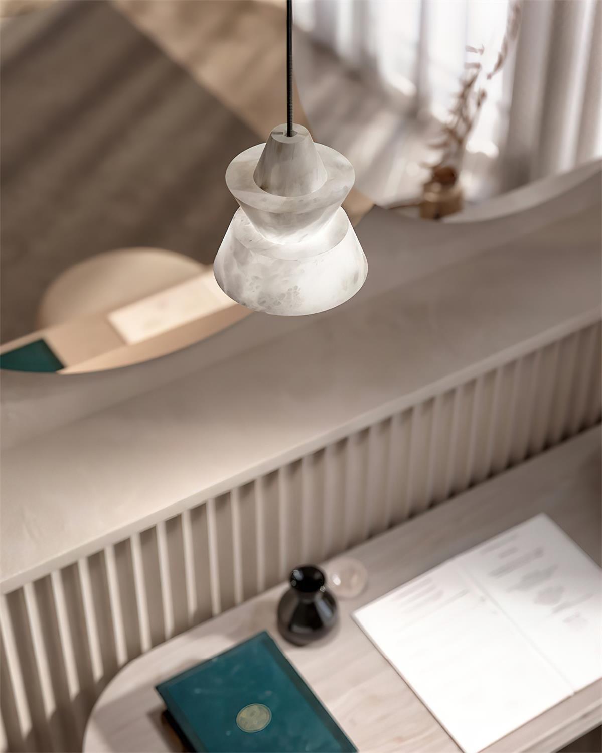 Ezion Lampe Suspension Superposée en Albâtre Blanc