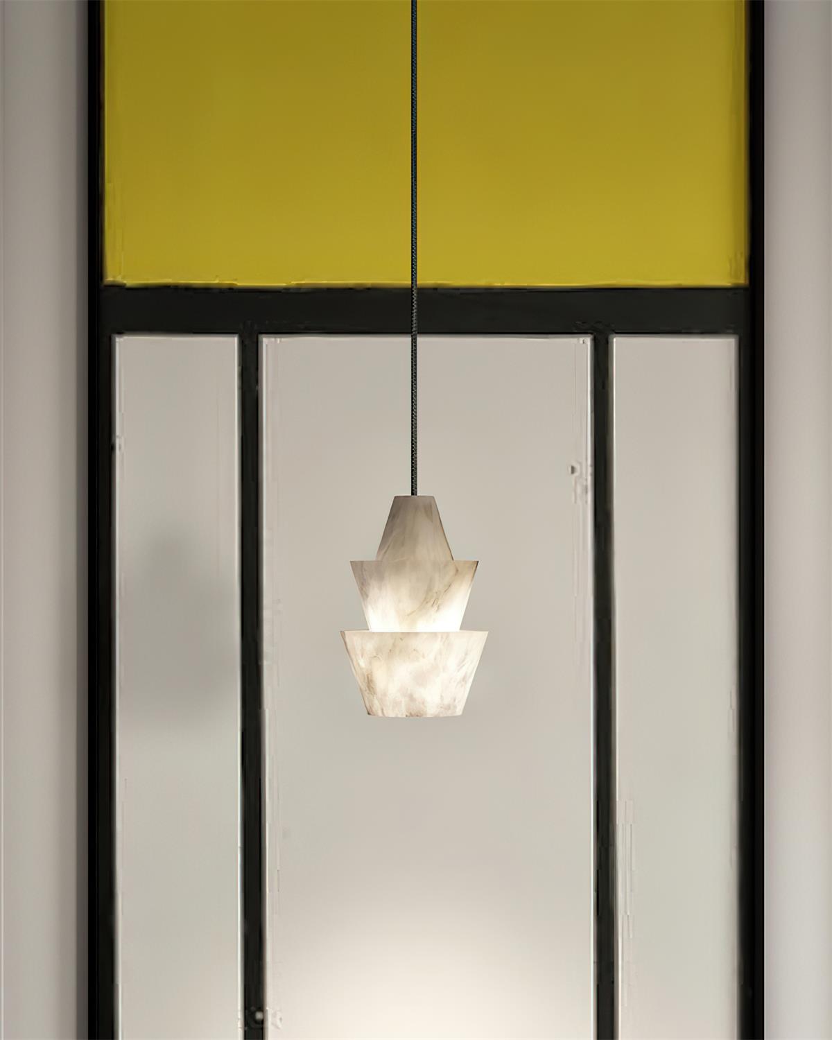 Ezion Lampe Suspension Superposée en Albâtre Blanc