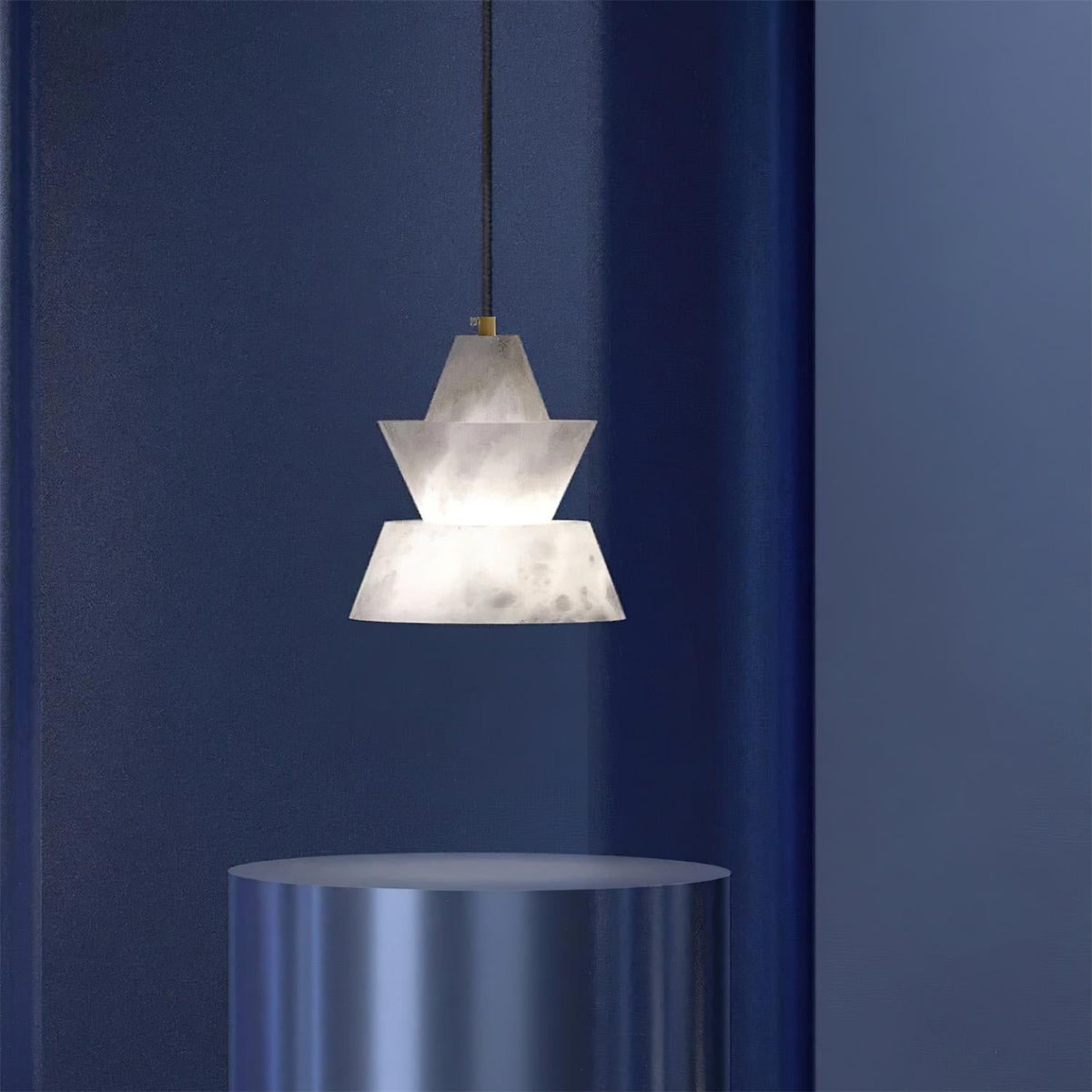 Ezion Lampe Suspension Superposée en Albâtre Blanc