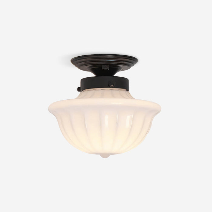 Evola Lampe Plafond en Verre Opale Vintage