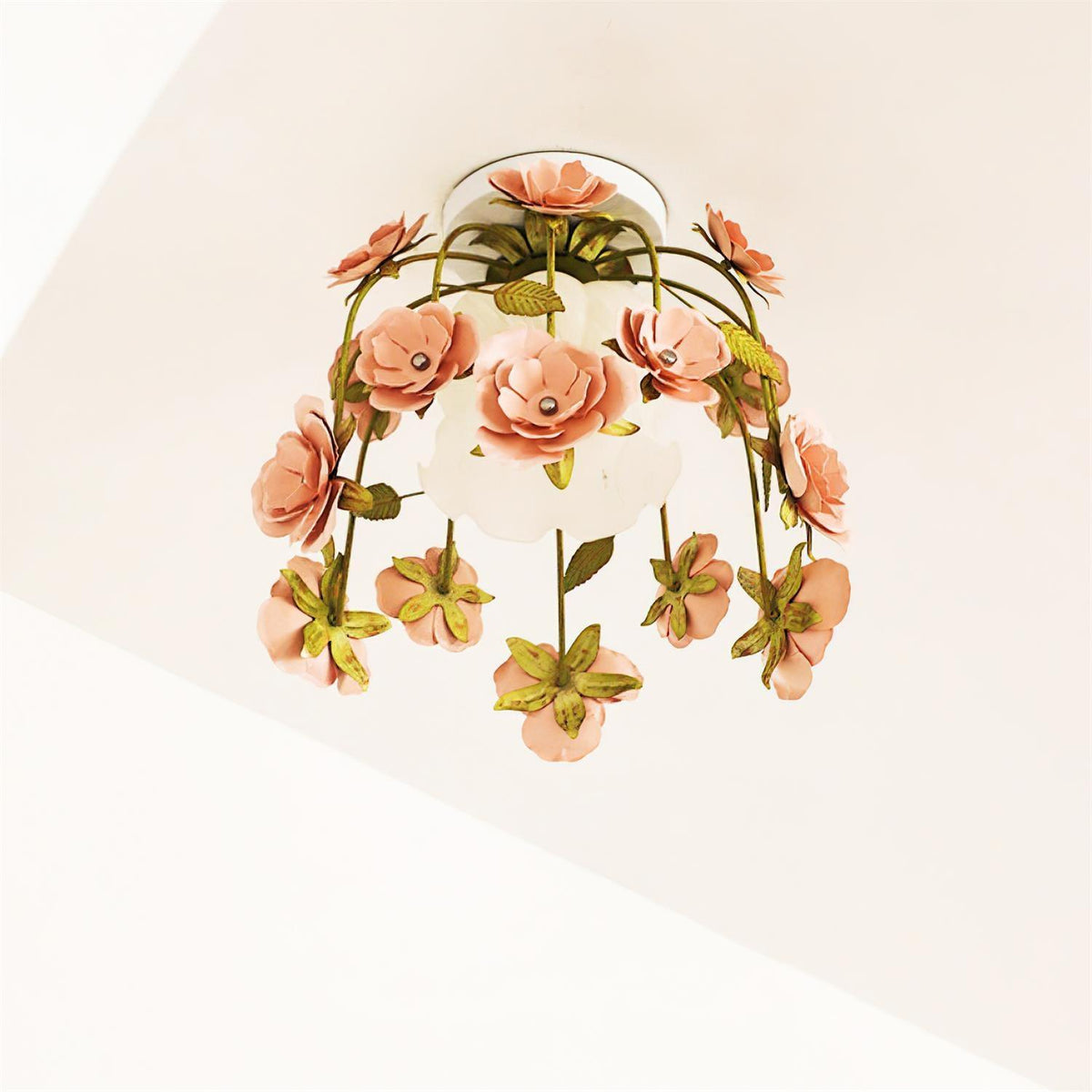 Pavo Plafonnier Romantique en Verre Fleur