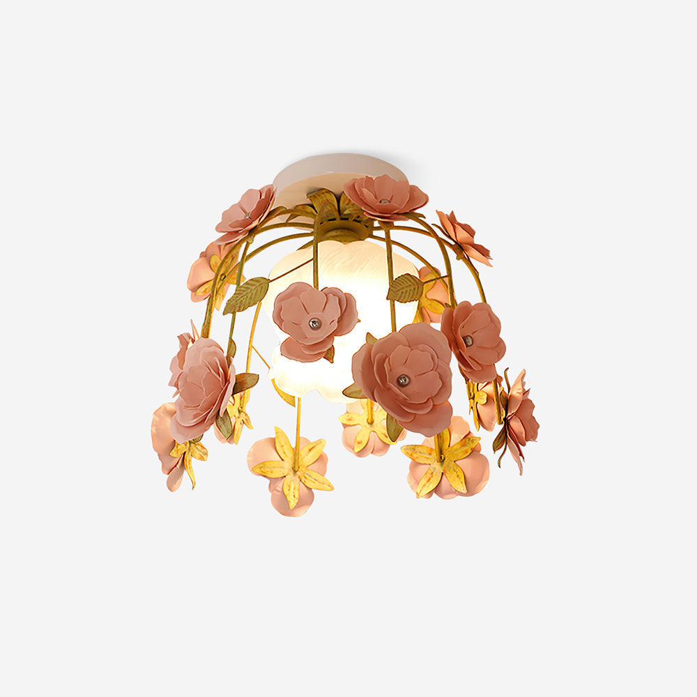 Pavo Plafonnier Romantique en Verre Fleur