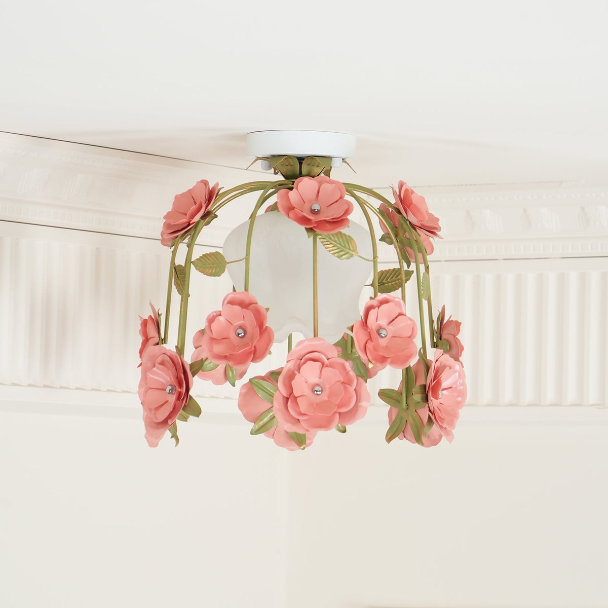 Pavo Plafonnier Romantique en Verre Fleur