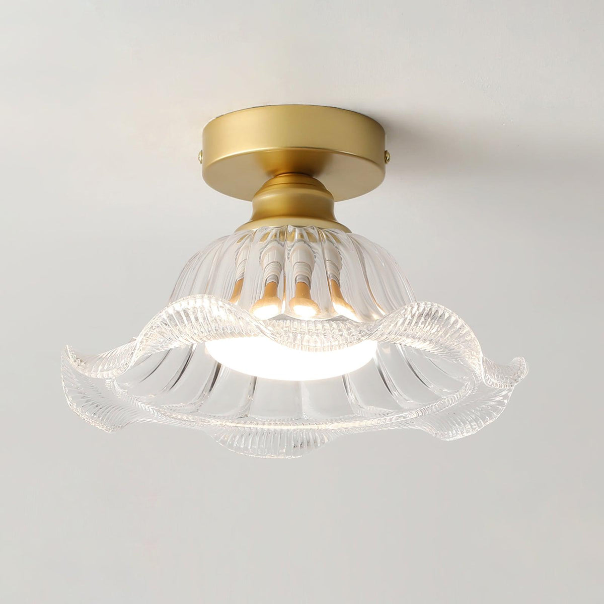 Rosa Plafonnier Verre Froncé Abat-jour Moderne Chambre