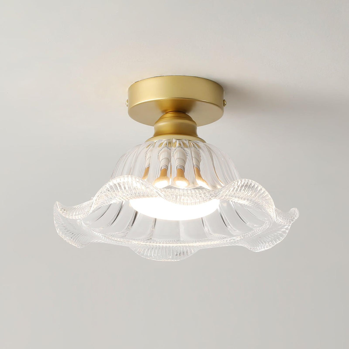 Rosa Plafonnier Verre Froncé Abat-jour Moderne Chambre
