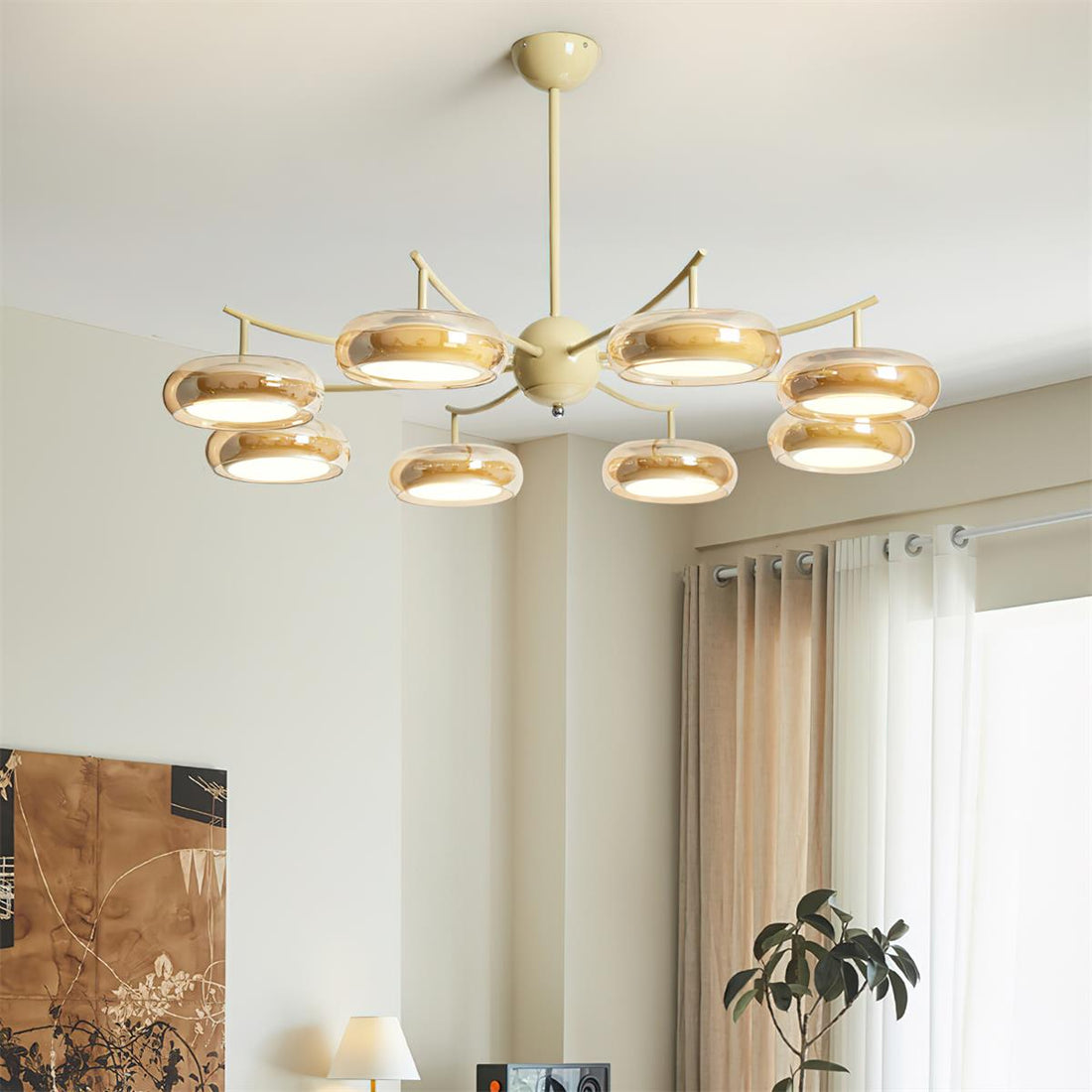 Rotan Lustre Orbes en Verre Crème Sérénité