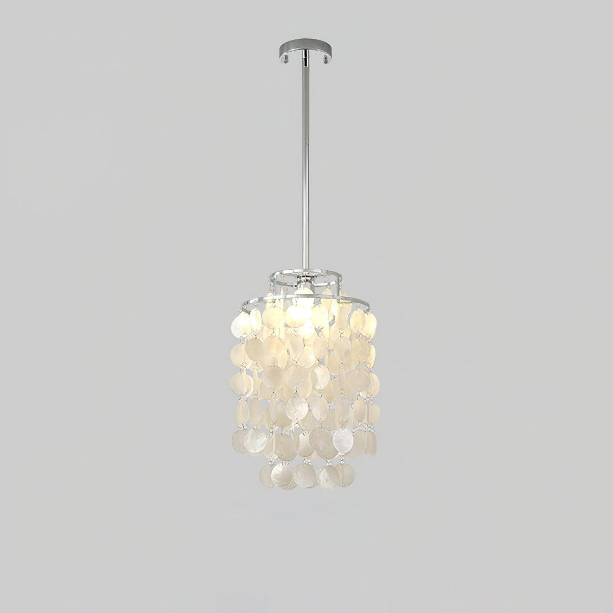 Lustra Suspension Lampe Coquillage Rond en Chrome