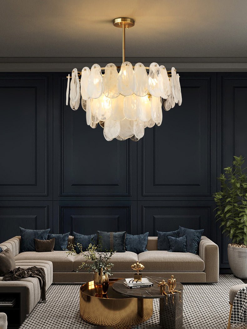 Zosolia Lustre Rond en Verre Nuageux de Luxe