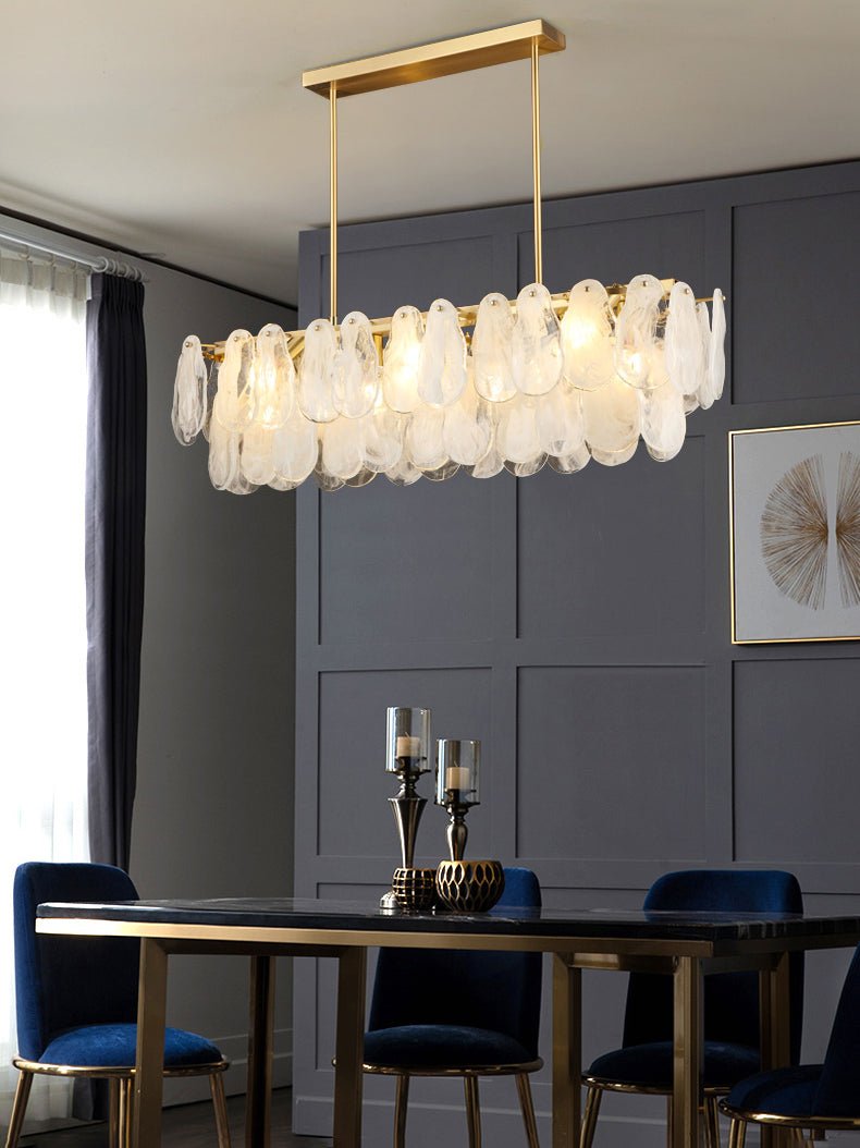 Zosolia Lustre Rond en Verre Nuageux de Luxe