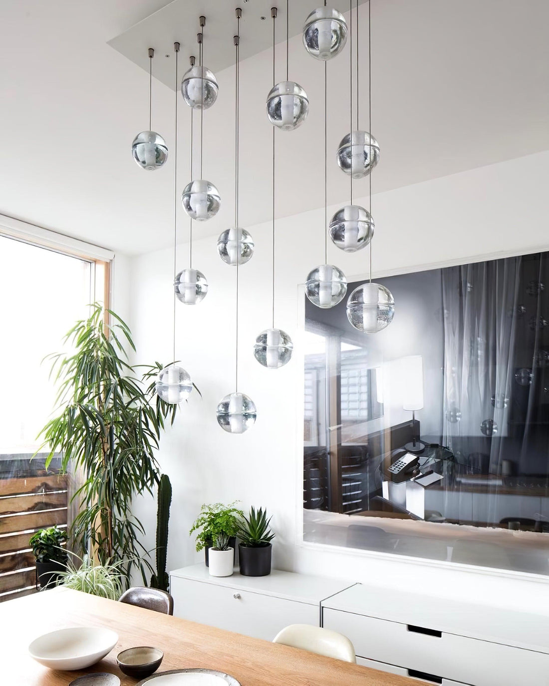 Round Lustre Groupe Suspendu Gouttes de Cristal
